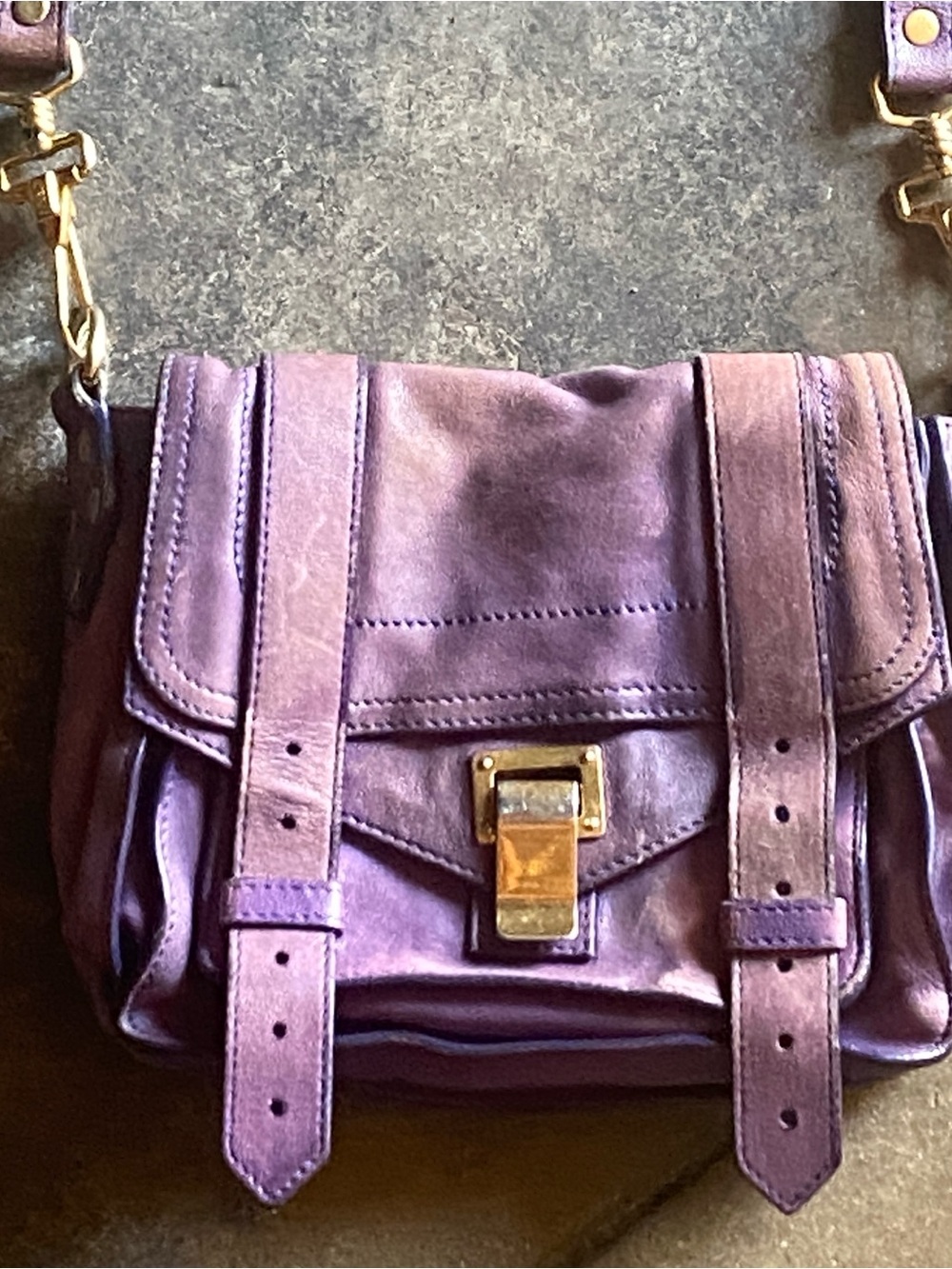 Proenza Schouler Purple Leather Crossbody with Gold Hardware